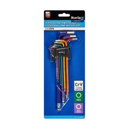 Blue Spot Tools Pce Extra Long Colour Coded Ball End Hex Key Set