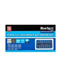 Blue Spot Tools 15 PCE 1/4" Hex Impact Nut Driver Set