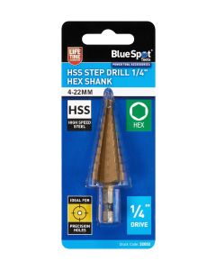 Blue Spot Tools HSS Step Drill (1/4" Hex Shank) (4-22MM) 