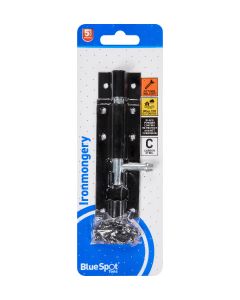  Blue Spot Tools Ironmongery 102mm Black Powder Coated Tower Bolt