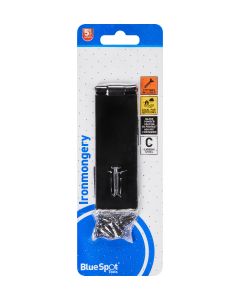  Blue Spot Tools Ironmongery 115mm Black Powder Coated Hasp and Staple