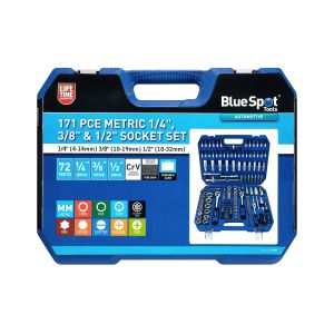 Blue Spot Tools 171 PCE Metric 1/4", 3/8" & 1/2" Socket Set (1/4" 4-14mm) (3/8" 10-19mm) (1/2" 10-32mm)