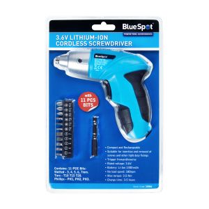 Blue Spot Tools 3.6V Lithium-ion Cordless Screwdriver with 11 PCE bits