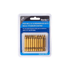 Blue Spot Tools 10 PCE 50mm PZ2 S2 Titanium Coated Power Bit Set