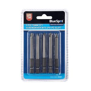 Blue Spot Tools 5 PCE 75mm (3") Screwdriver Bits (PH-PZ Slot)