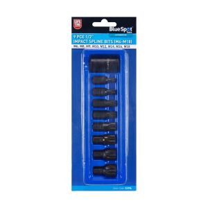 Blue Spot Tools 9 PCE 1/2" Impact Spline Bits (M6-M18)