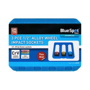 Blue Spot Tools 3 PCE 1/2" Alloy Wheel Impact Sockets (17, 19, 21mm)