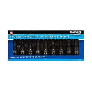 Blue Spot Tools 9 PCE 3/8" Impact Torx Bit Sockets (T20-T60)