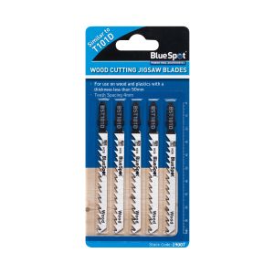 Blue Spot Tools 5 PCE HCS Fast Cut Jigsaw Blades For Wood (6 TPI)