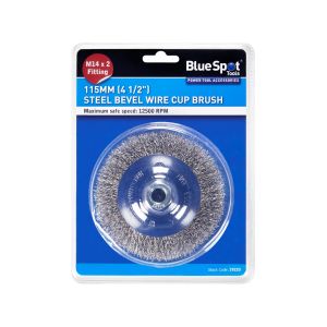 Blue Spot Tools 115mm (4 1/2") M14 x 2 Steel Bevel Wire Cup Brush