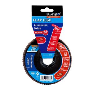 Blue Spot Tools 115mm (4.5") 60 Grit Aluminium Oxide Flap Disc (Header Card)