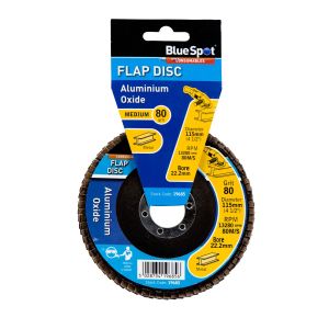 Blue Spot Tools 115mm (4.5") 80 Grit Aluminium Oxide Flap Disc (Header Card)