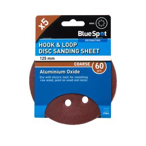 Blue Spot Tools 125mm 5 Pack 60 Grit Sanding Disc