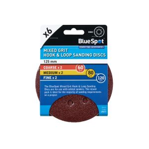 Blue Spot Tools 6 Pack 125mm Mixed Grit Sanding Disc