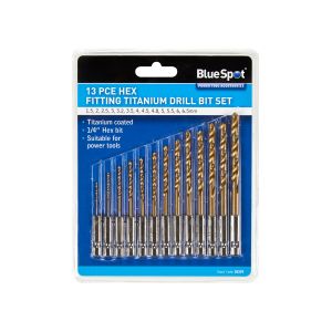 Blue Spot Tools 13 PCE Hex Fitting Titanium Drill Bit Set (1.5-6.5mm)