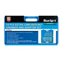 Blue Spot Tools 10 PCE Extra Long Ratchet Spanner and Adaptor Set (8-19mm)