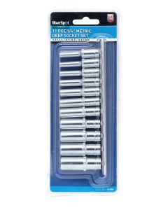 Blue Spot Tools 11 PCE 1/4" Metric Deep Socket Set (4-13mm)