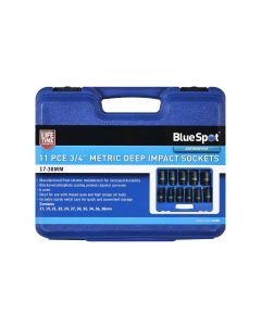 Blue Spot Tools 11 PCE 3/4" Metric Deep Impact Sockets (17-38mm)