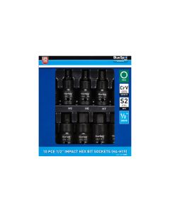 Blue Spot Tools 10 PCE 1/2" Impact Hex Bit Sockets (H4-H19)