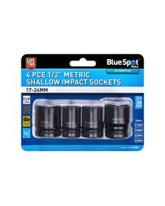 Blue Spot Tools 4 PCE 1/2" Metric Shallow Impact Sockets (17-24MM)