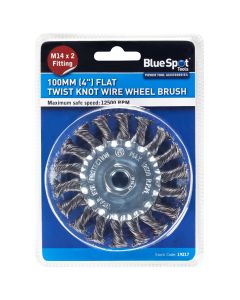 Blue Spot Tools 100mm (4") M14 x 2 Flat Twist Knot Wire Wheel Brush