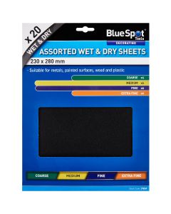 Blue Spot Tools 20 PCE Assorted Wet And Dry Sandpaper Sheets