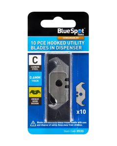 Blue Spot Tools 10PCE Hooked Utility Blades In Dispenser