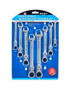 Blue Spot Tools 8 PCE Flexible Metric Ratchet Spanner Set (8-19mm)