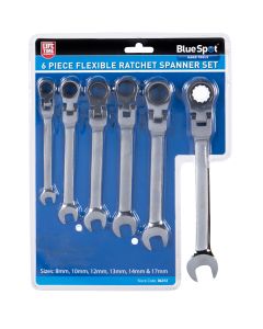 Blue Spot Tools 6 PCE Flexible Metric Ratchet Spanner Set (8-17mm)