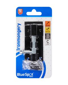  Blue Spot Tools Ironmongery 76mm Black Powder Coated Tower Bolt