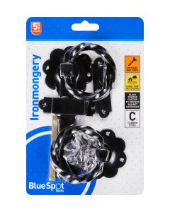  Blue Spot Tools Ironmongery 152mm Black Powder Coated Twisted Ring Latch