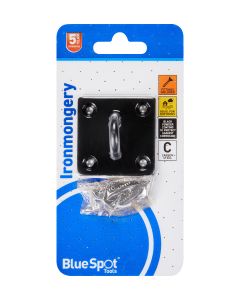  Blue Spot Tools Ironmongery 50mm x 50mm Black Powder Coated Staple on Plate